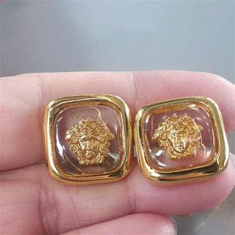 Gianni Versace Vintage 1990’s Greek Key Medusa Cufflinks 